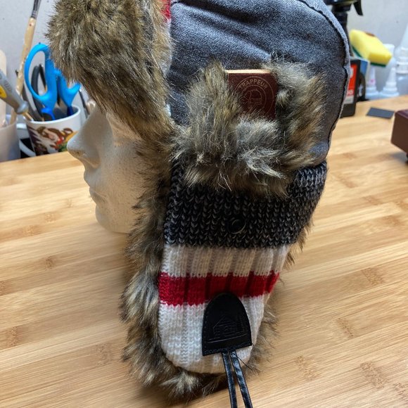 Youth Cabin Fever Faux Fur Contrast Knit Trapper Hat - Picture 6 of 7